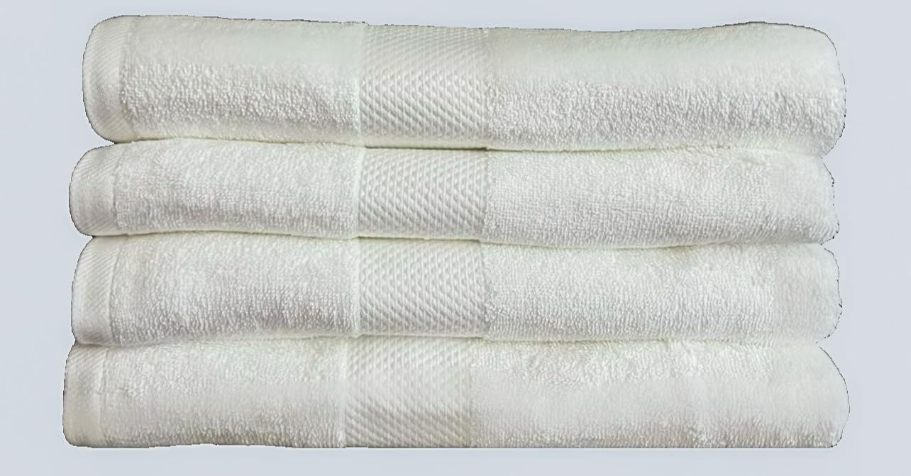 Generic Set 0f 4 Oversize Bath and Beach Towel 100% Cotton,Ultra Soft, Quick Dry, Bath Towel, Beach Towel 55x30 inches, Large, White