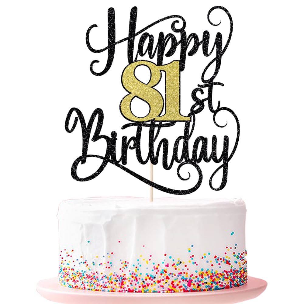 Ruscalin happy 81st birthday cake topper,81 birthday party cake decorations