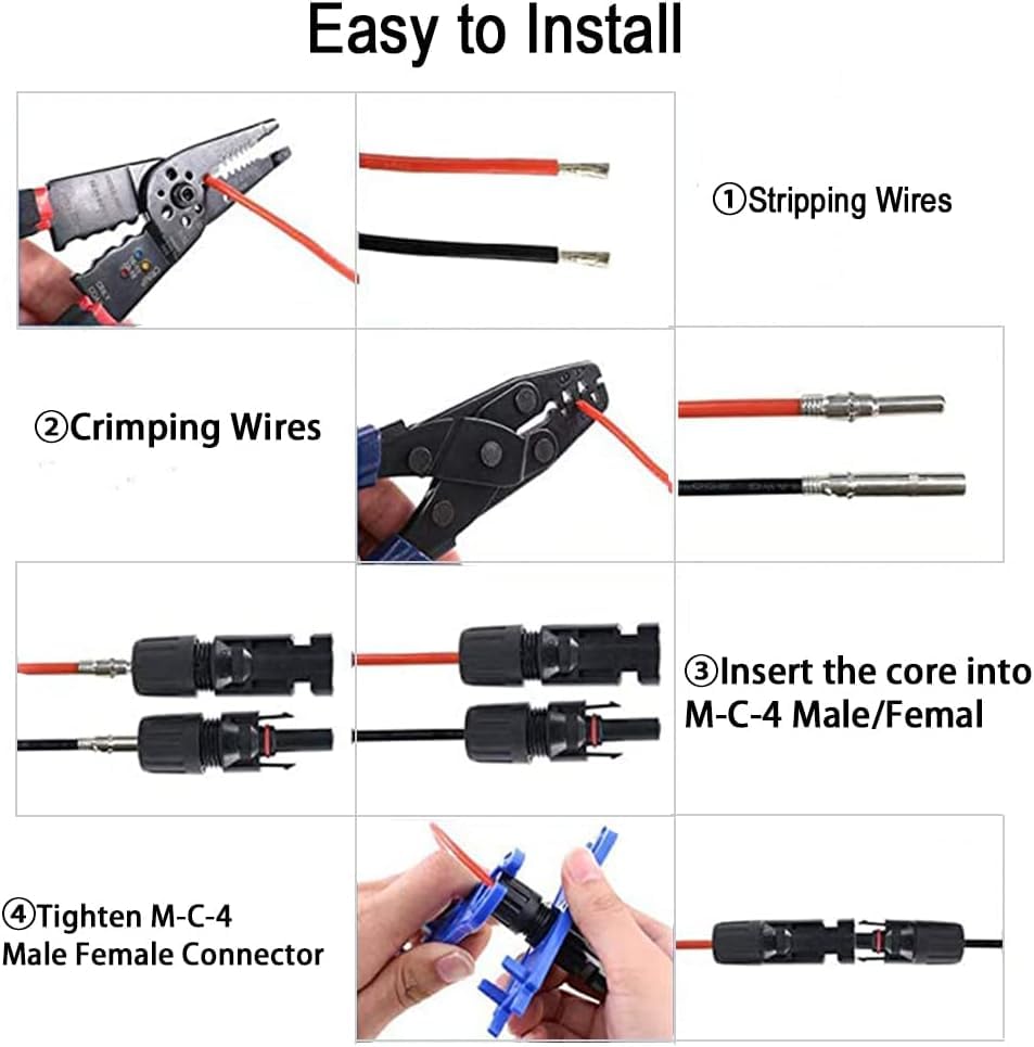 Snapklik.com : 100PCS/50 Pairs Solar Connectors M-C-4 Male/Female IP67 ...