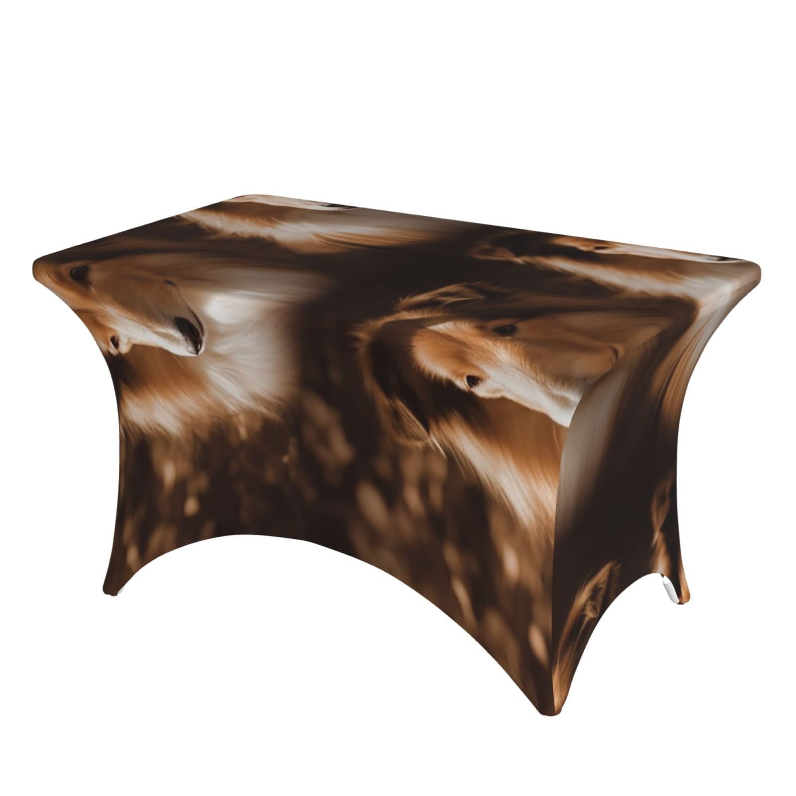 LKTPSKQRY 4ft Spandex Table Cloth For Rectangle Tables, Wrinkle Resistant Stretch Tablecloths Protector Shelties Washable Patio Table Cover For Wedding, Party, Banquet, Picnic