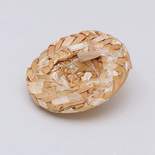 Miniatura 7 de Toyvian Mini sombrero de paja para muñeca, 12 piezas hecho a mano, gorra tejida de material para bricolaje, sombrero de paja natural, mini sombrero