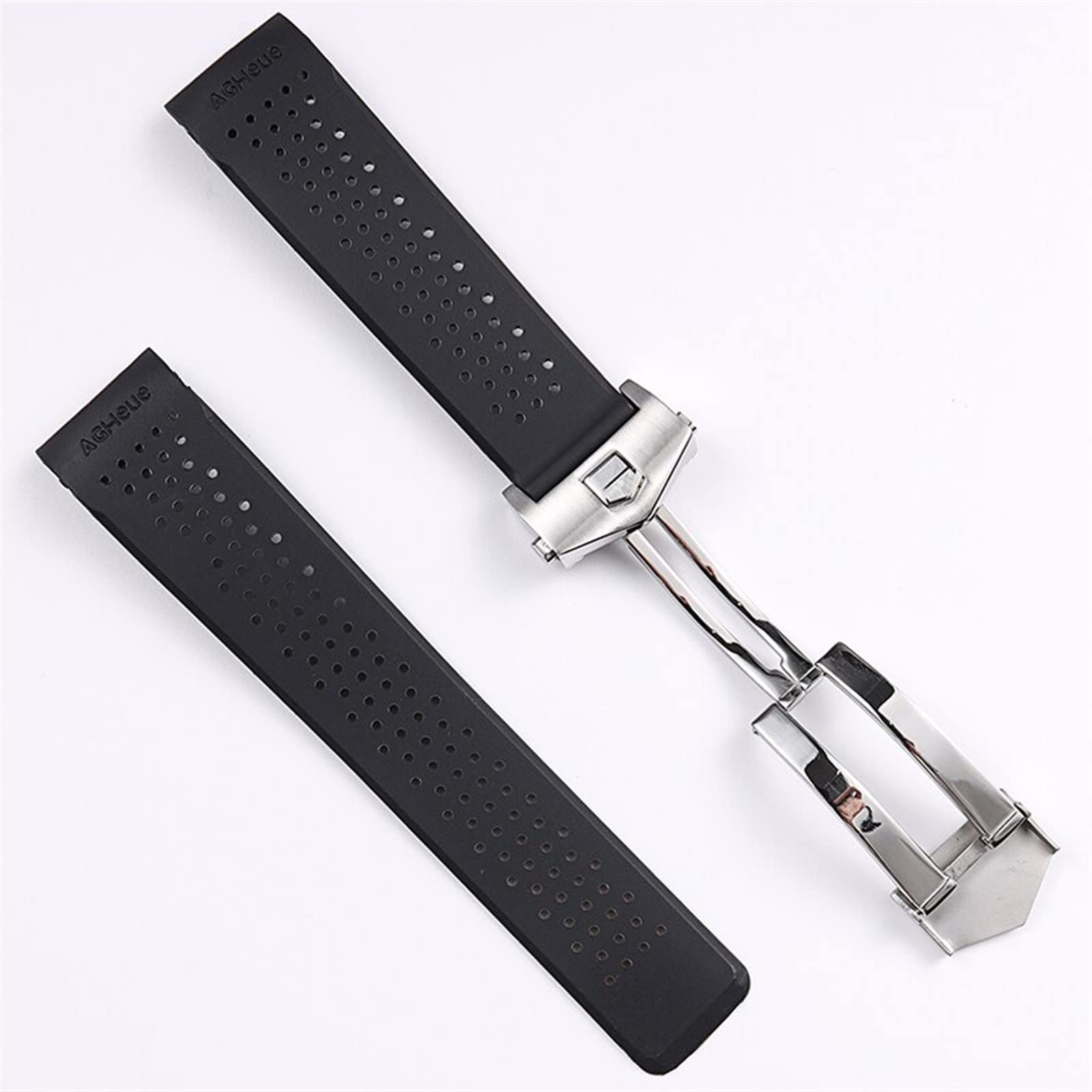 Klasyczny 22 24 mm gumowy pasek do zegarka czarny pasek do zegarka dla TAG Heuer CARRERA męski silikonowy pasek na nadgarstek zapięcie logo na