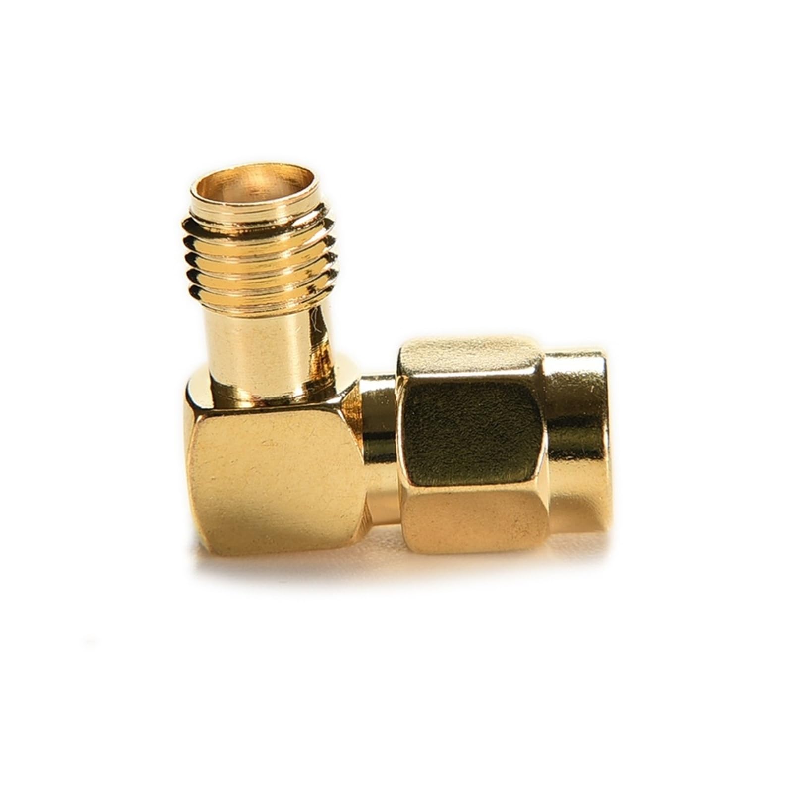 Adaptateur coaxial RF SMA femelle vers SMA mâle à angle droit 90 degrés 50 ohms plaqué or