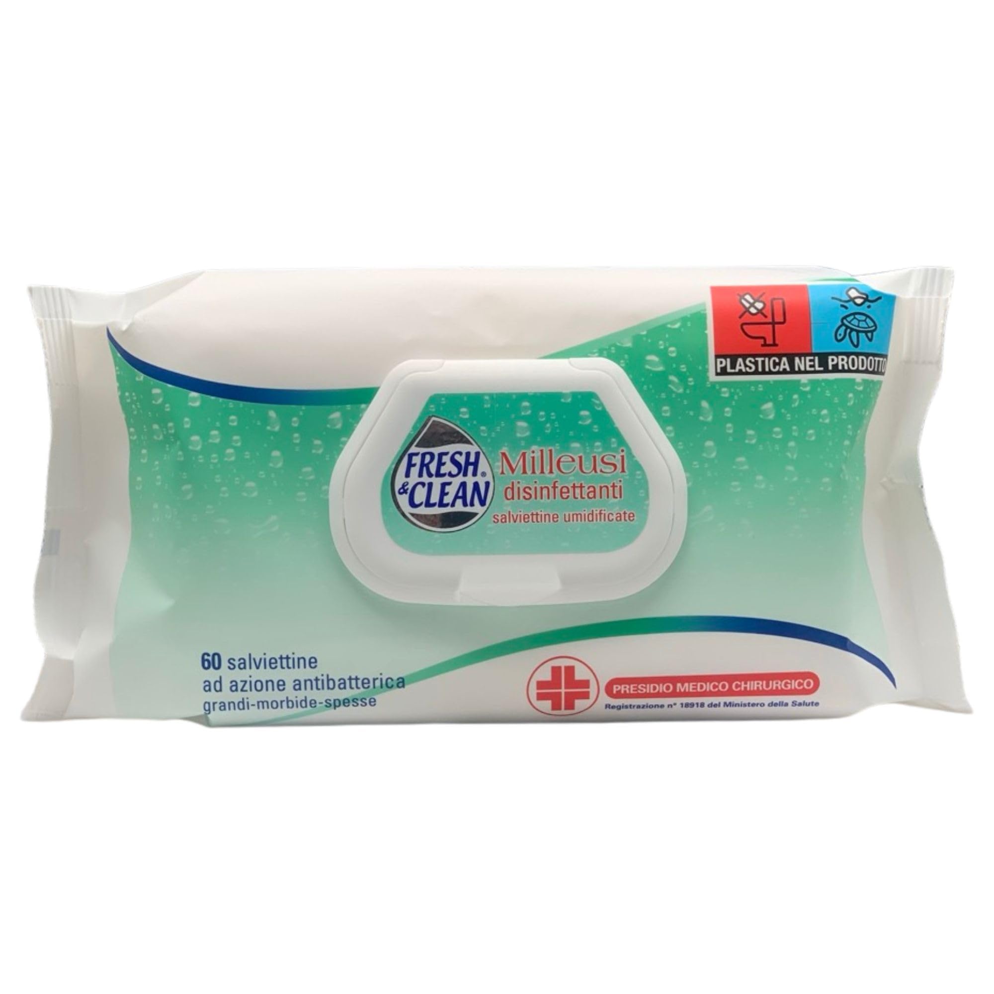 9x Confezione Da 60 Salviettine Umidificate MILLEUSI Disinfettanti. Grandi, Morbide e Spesse. Utili In Casa e Fuori