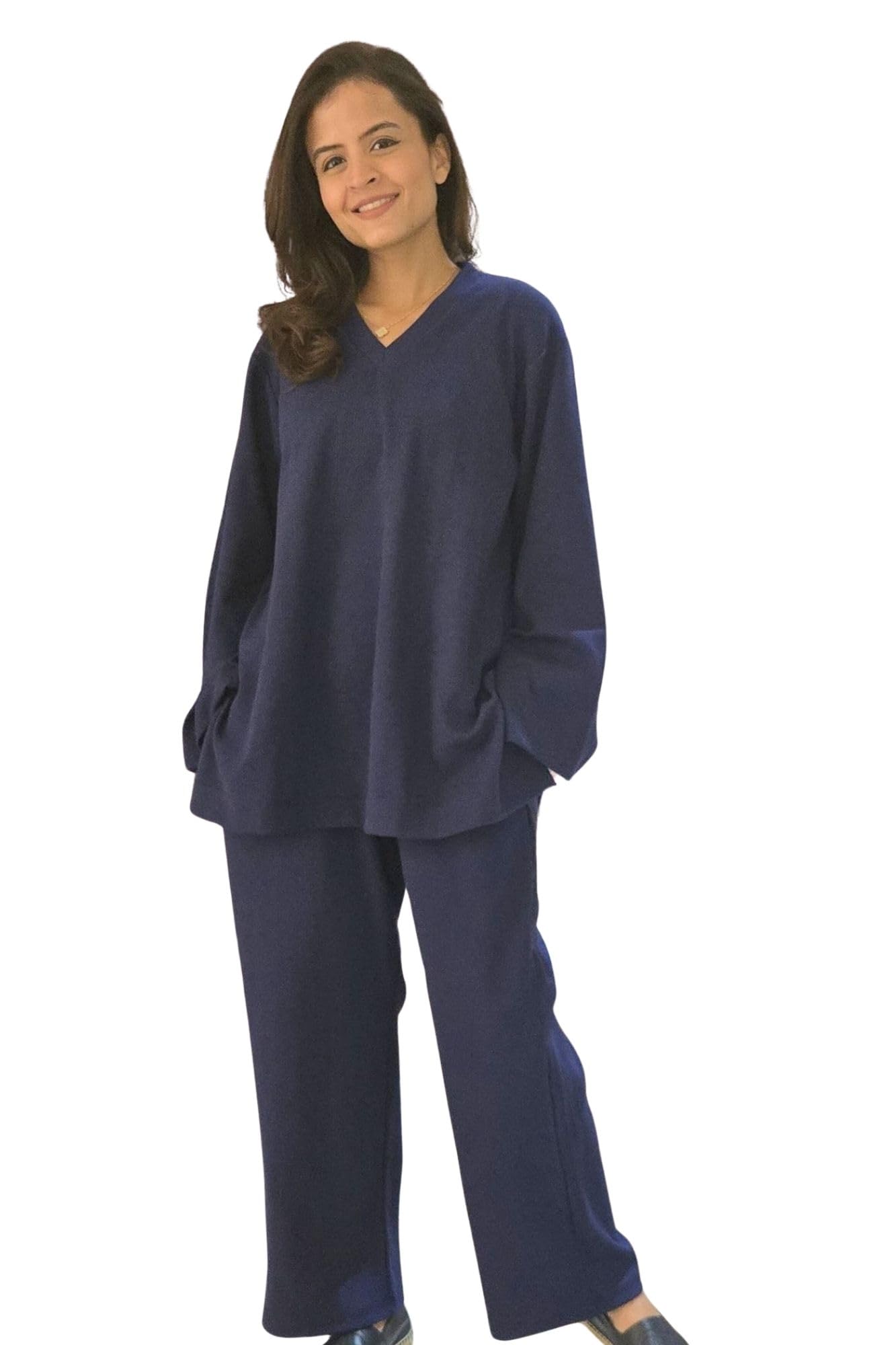 Homey Blue Maternity Stretchable Winter Coord Set (2 pc) |Warm Nursing-Friendly Pregnancy Wear | Soft & Cozy Winter Outfit-image-11