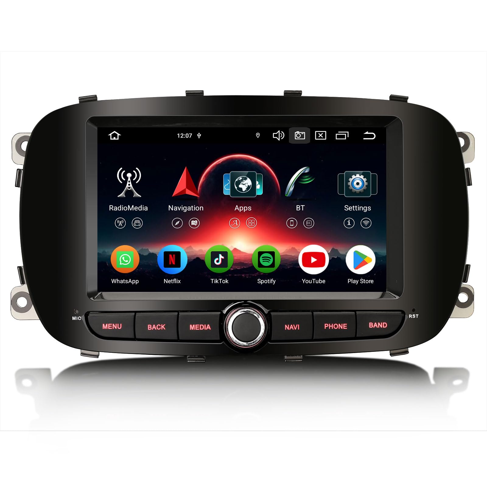 Erisin 7 pollici 8-Core 4GB+64GB Android 14 Autoradio GPS Navigatore per Fiat 500X 2014-2020 Supporto CarPlay Android Auto Bluetooth 5.0 WiFi 4G DSP DAB+ USB FM RDS OBD2 Canbus Controllo del volante