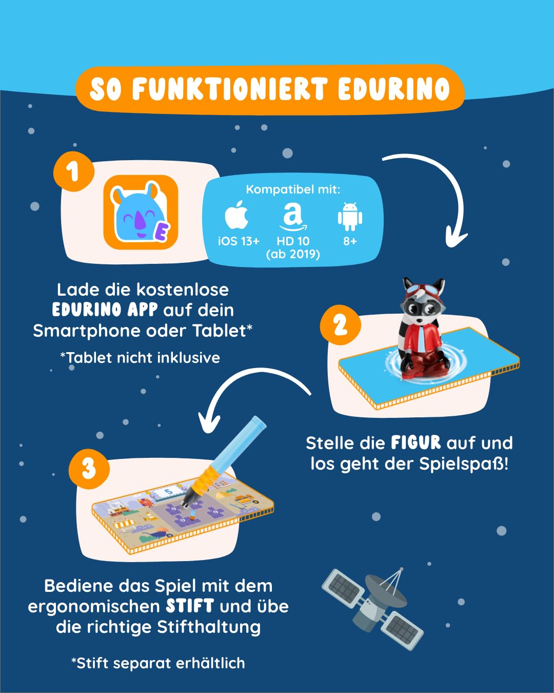 Edurino Figur Robin Zahlen & Mengen ab 4 Jahren - Stufe 1 inkl. App | Innovatives und digitales Lernspiel | Spielerisches Lernen von Zahlen 0-10 | Erstes Rechnen | Geometrische Formen