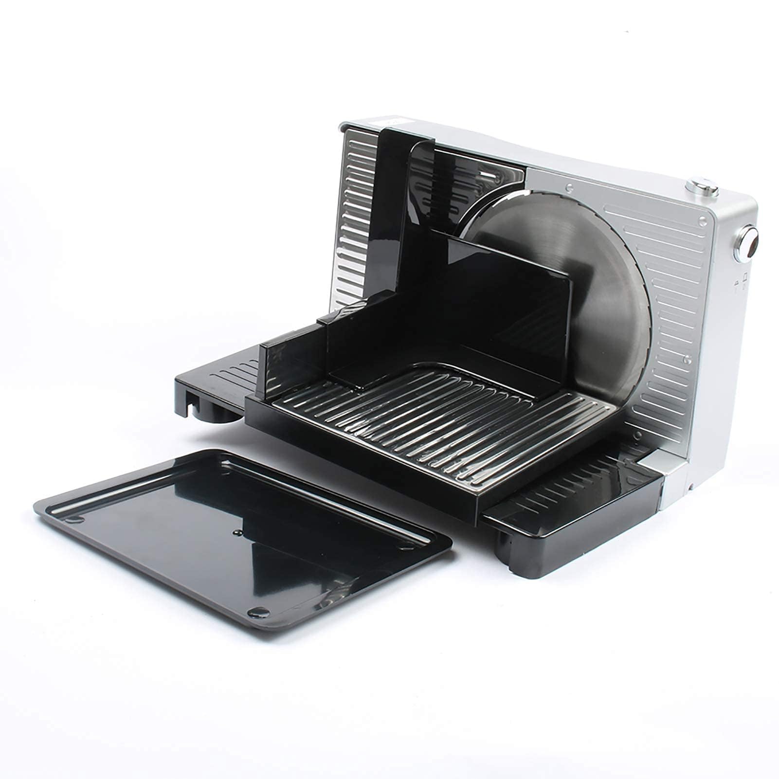 Krajalnica do mięsa mrożonego, krajalnica do chleba ze stali nierdzewnej 100 W, regulowana grubość cięcia 0-15 mm, ostrze Ø 170 mm, trwała maszyna do krojenia chleba i mięsa