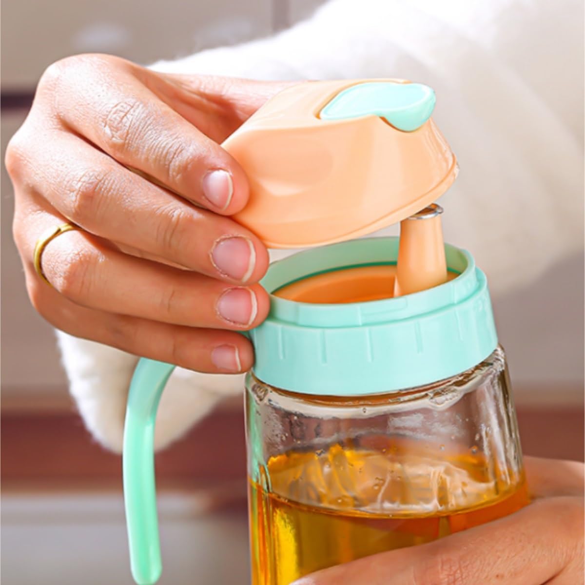 Dispenser per Salsa di Soia Bottiglia Di Aceto For Salsa Di Soia Da Cucina, Antiaderente, A Prova Di Perdite, In Vetro, For Olio, Set Da 2 Pezzi Contenitore Dell'olio