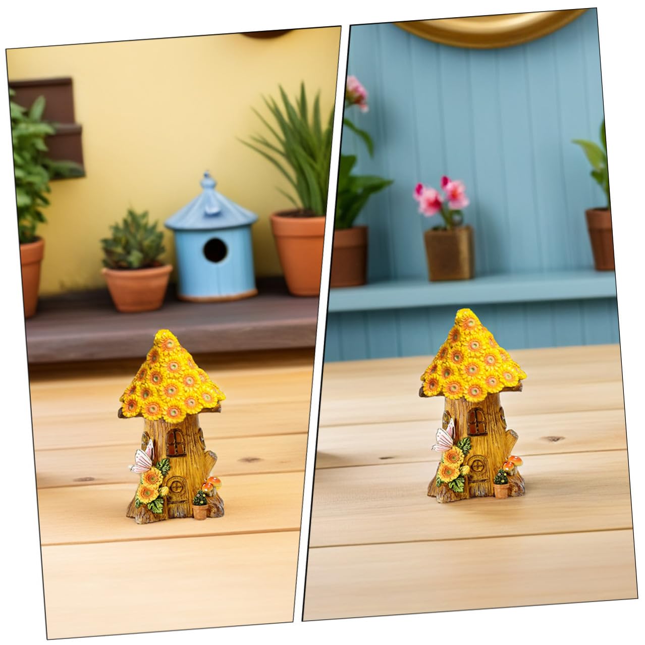 Hohopeti Adorno Solar Exterior de Resina Amarillo, Decoración Jardín