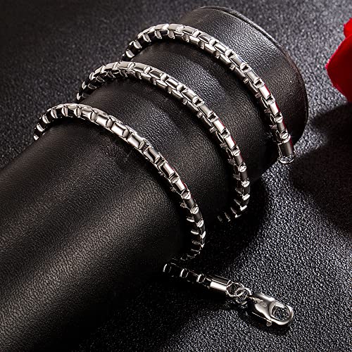 5mm Box Chain 925 Sterling Silver Nickel Free Necklace Lobster Claw Clasp 18" 20" 22" 24" 26" Inch for Men & Women3