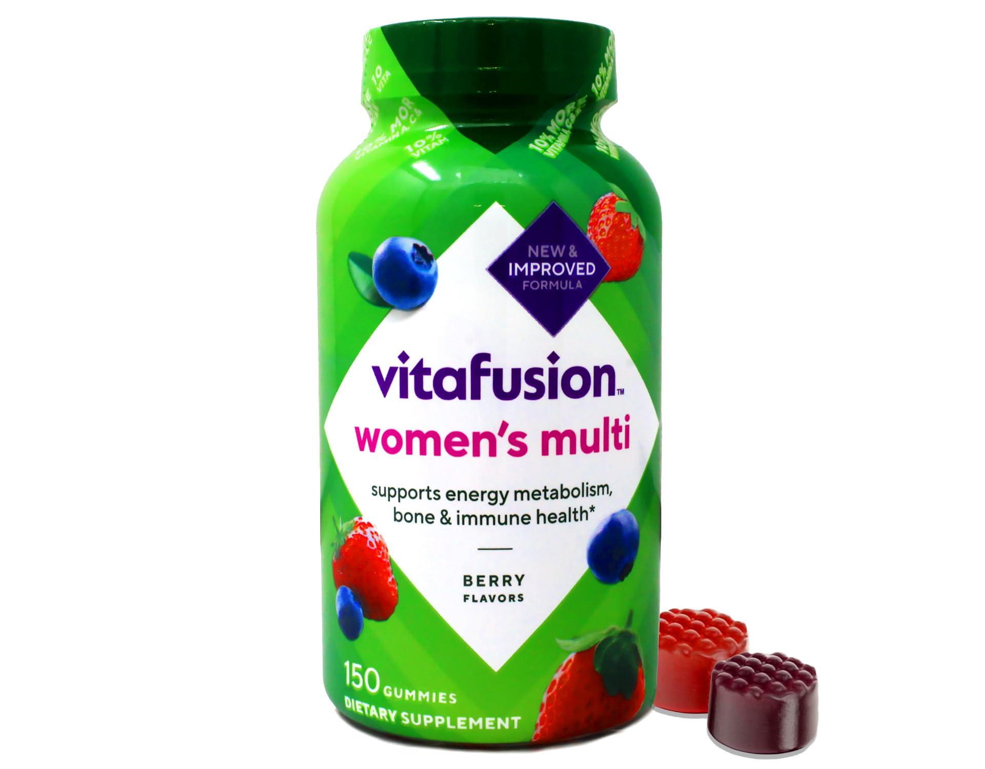 Vitafusion 150 Count with Vitamins A, C, D, E, B-6 and B-12 Womens Multivitamin Gummies, Berry Flavored Daily Vitamins for Women