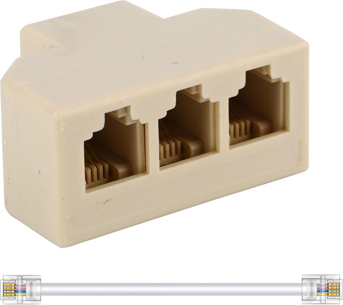 Phone Splitter Way Telephone Adapter RJ11 6P4C Female to Females for Landline and Fax -1Pack (3 Way)