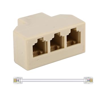Phone Splitter Way Telephone Adapter RJ11 6P4C Female to Females for Landline and Fax -1Pack 3 Way