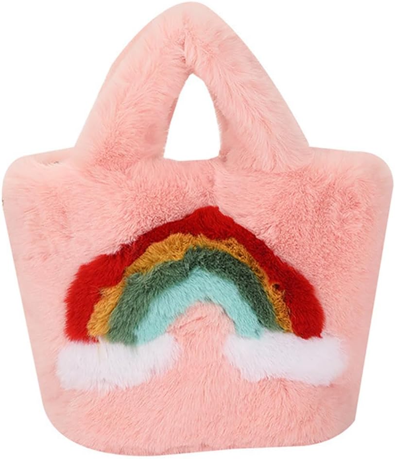 YWhalepKids Purse for Little Girls Toddler Soft Crossbody Bag, Fluffy Faux Fur Purse Cute Crossbody Bags Princess Kids Handbags Baby Girls Shoulder Bag