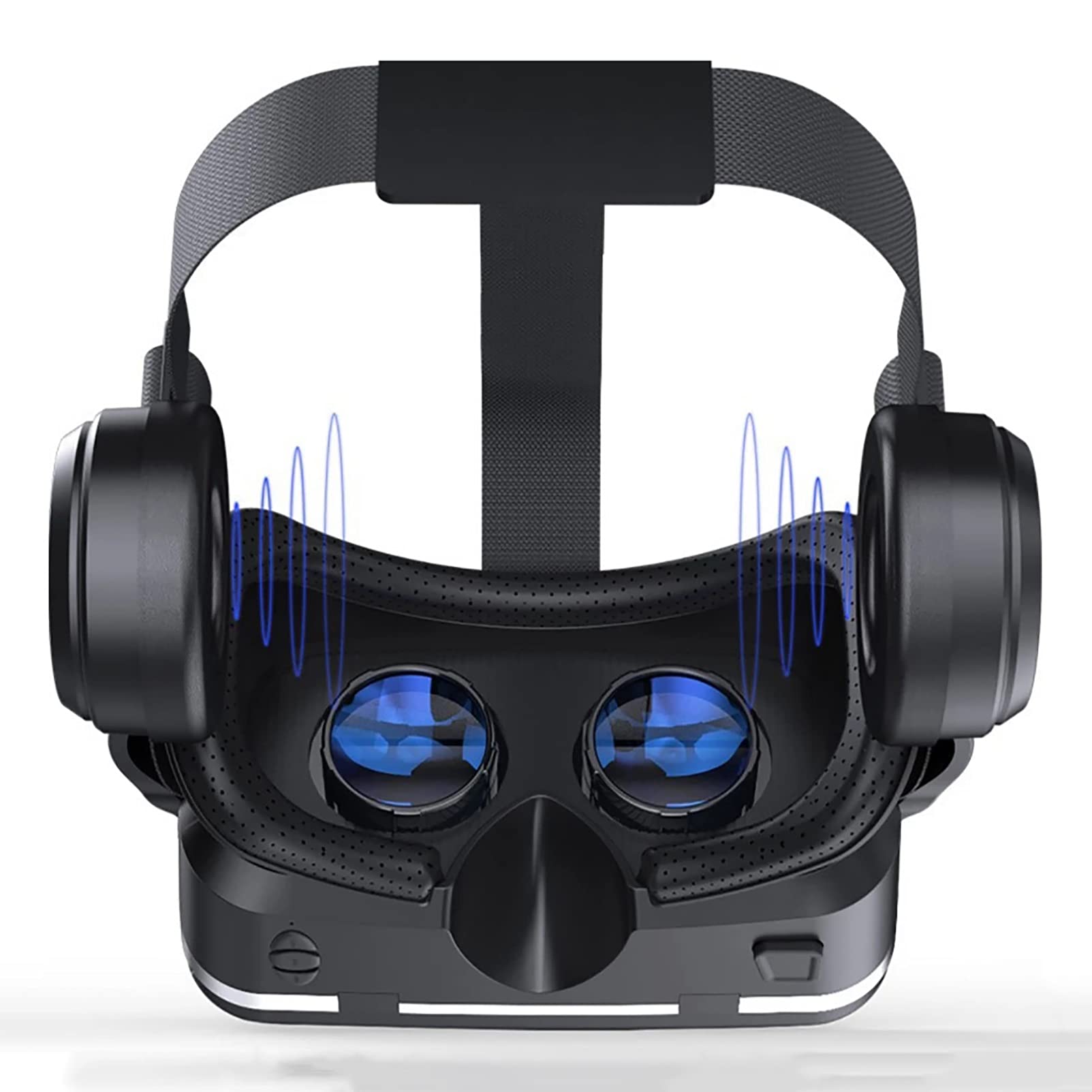 Auriculares VR con 2 Bluetooth Controller, VR Goggles Glasses para Videojuegos de Películas VR 3D para 4.5-6.3in Teléfonos iOS de Android, Luz LED y Auriculares de 35mm