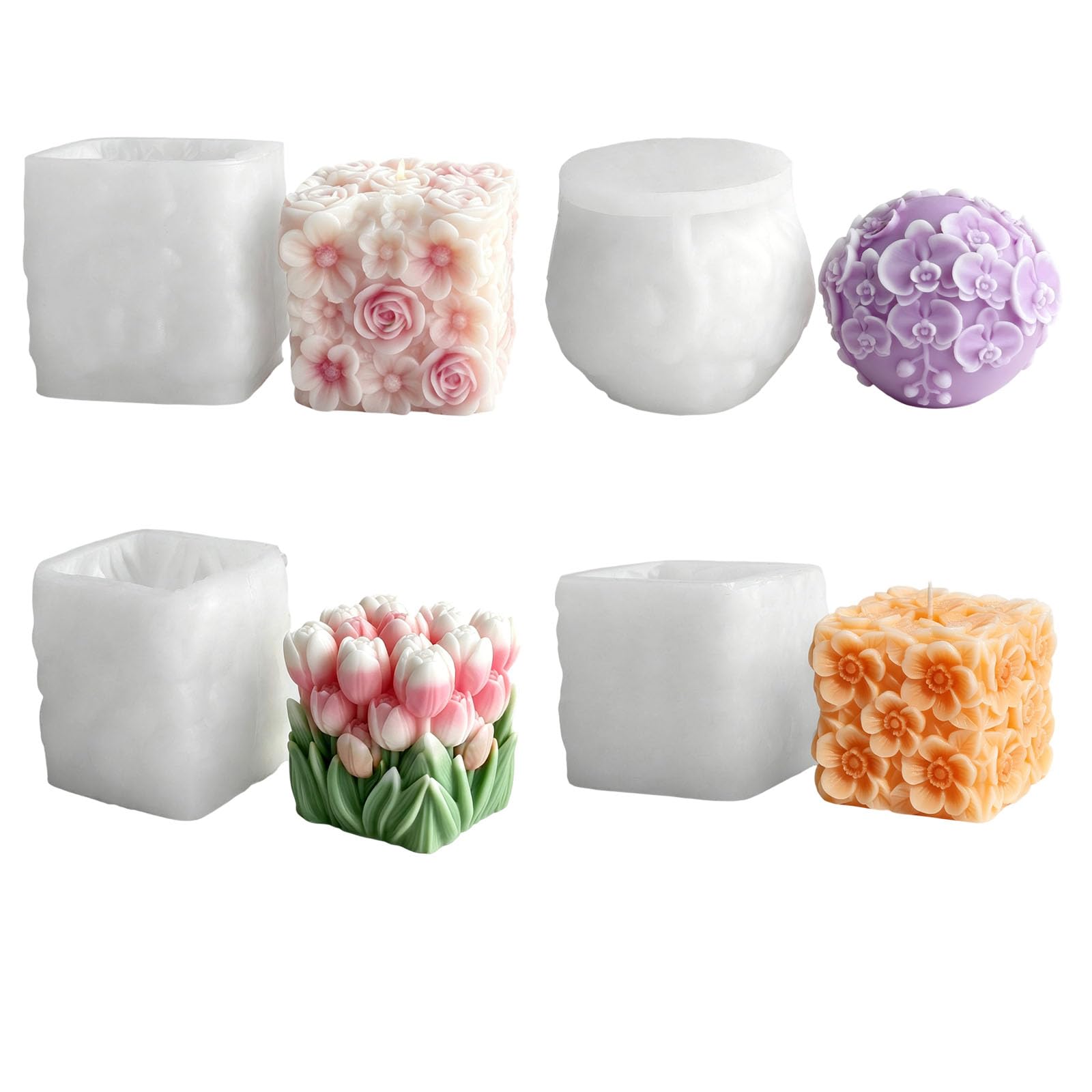 EXQIOUR Flower Silicone Molds for Epoxy Resin Making Soap Gypsum Decoration Wedding Floral Arrangements Cast