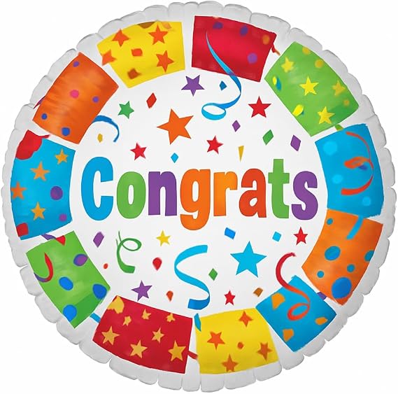 PMU Graduation Congrats Confetti 18in Mylar Balloon Decoration Celebrate Success with Vibrant Graduation Balloons Decor Pkg/1