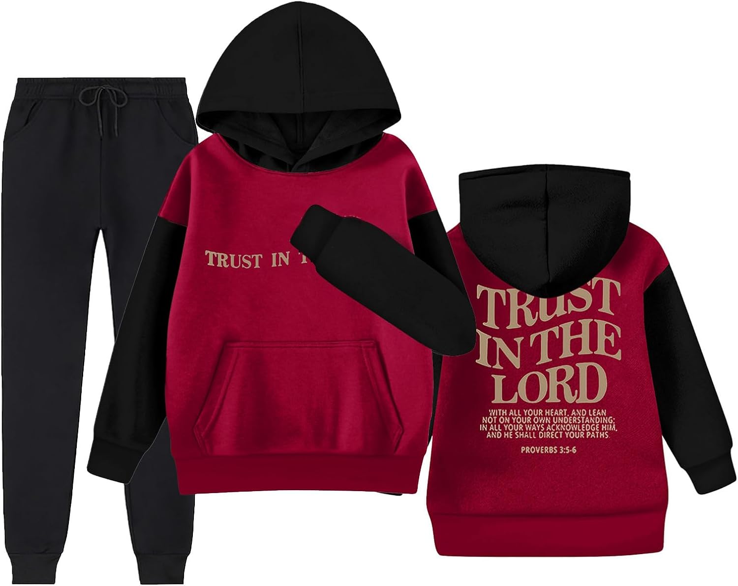Kids Girls Sweatshirt with Hood Sweatpants Set Outfits 2 Piece Hoodie Sets Fall Toddler Trust In The Lord Christian