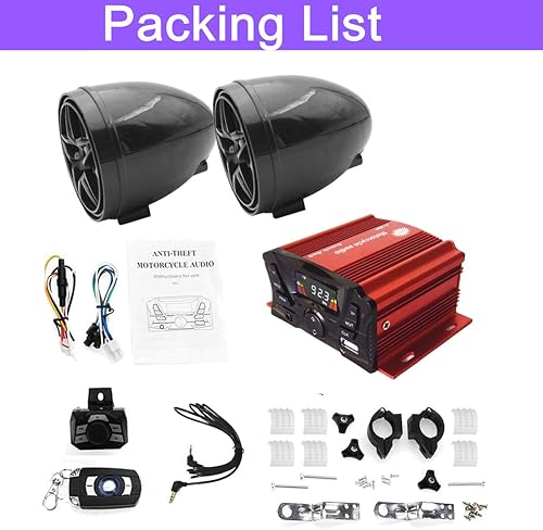 Miniatura 9 de XYC 12V motocicleta impermeable FM USB 4 canales 3 pulgadas UTV ATV Bluetooth amplificador sistema de sonido audio estéreo altavoces manos libres