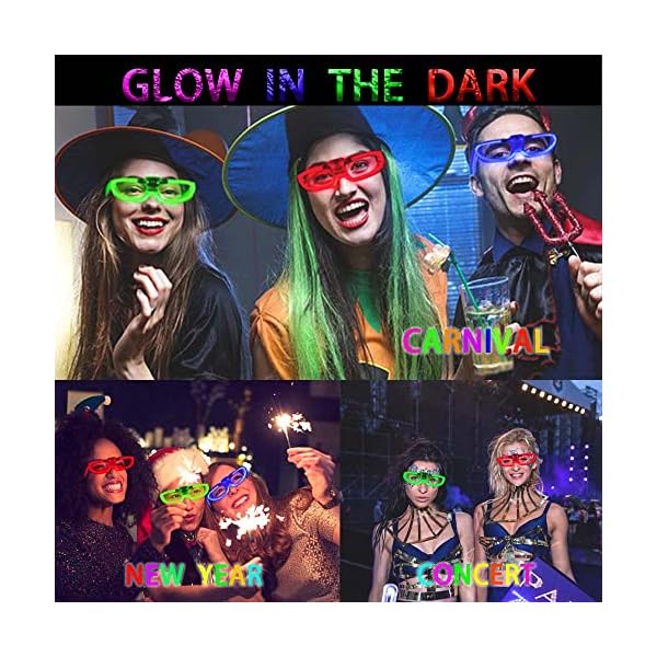 25 packs led glasses halloween party supplies ,5 neon colors,3 light modes light up glow sticks glasses toys party supplies for kids adults glow glasses fit christmas valentine's day new year - image 5