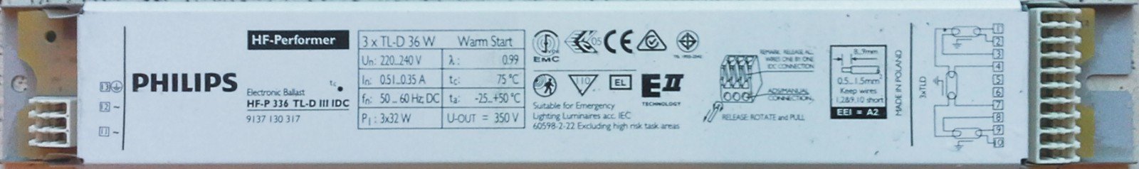 Philips HF-P 336 TL-D III 220 – 240 V 50/60 Hz