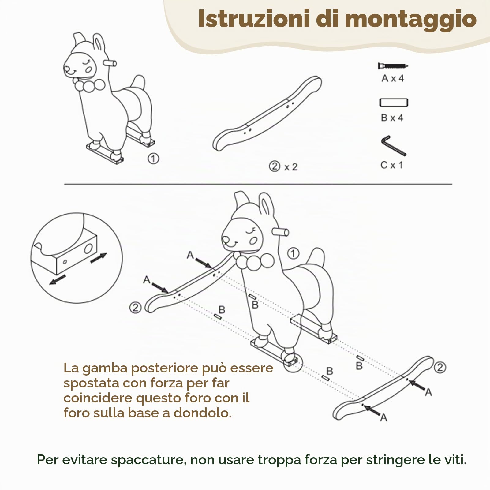 labebe Peluche a Dondolo da Bambino, Giocattolo a Dondolo di Animale farcito, Rocker di Alpaca