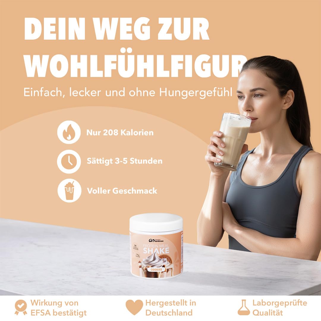 OFFSET Nutrition Protein Abnehm Shake Cookies [nur 210 KCAL pro Shake] - 14 Portionen | Mahlzeitersatz | Diät Shake mit 24 Vitaminen & Mineralien | Glutenfreie Trinkmahlzeit