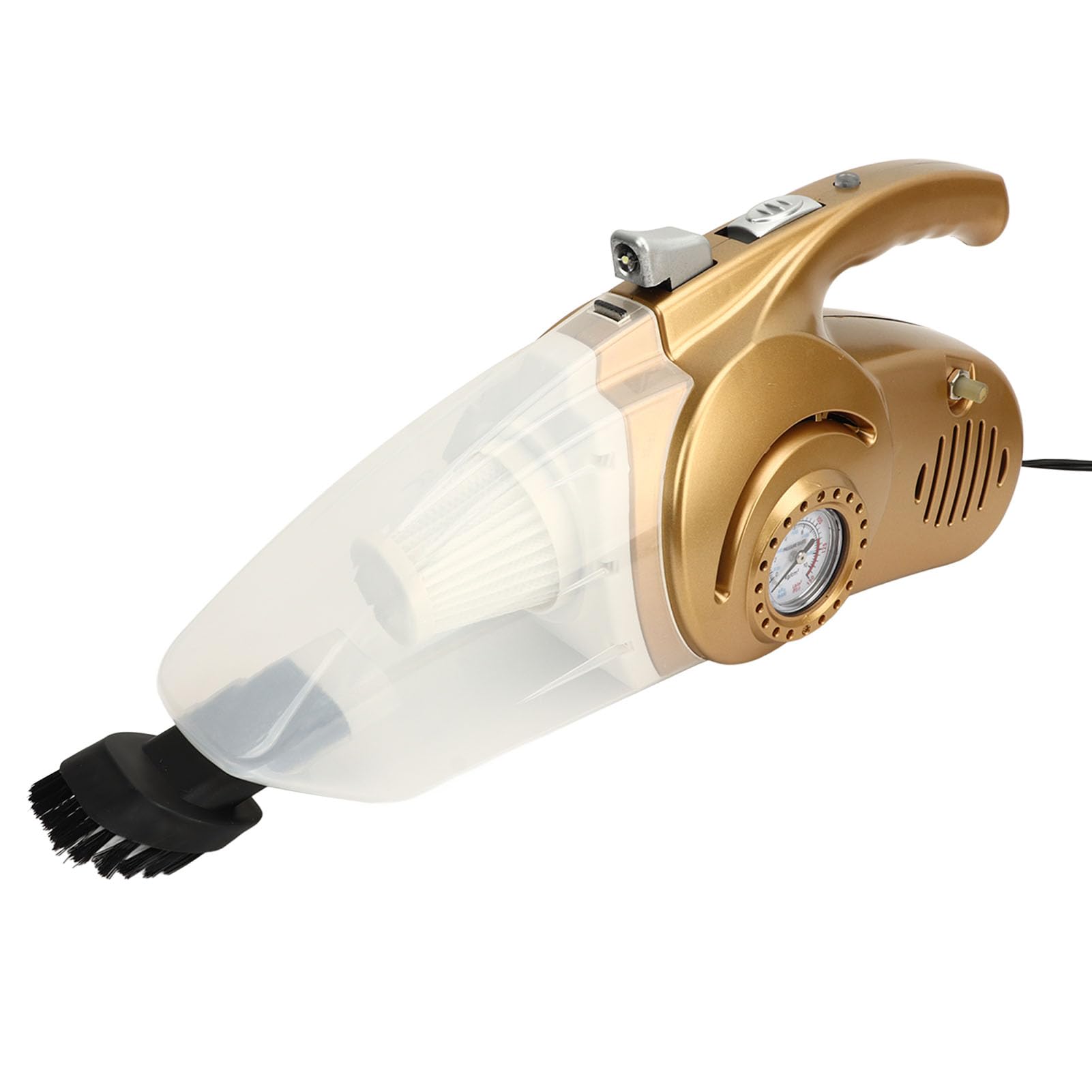 Aspirador de Coche con Inflador de Neumáticos, Aspirador de Mano Dorado 2 en 1 con Luz LED, Limpieza E Inflado Eficiente para Coches y Bicicletas