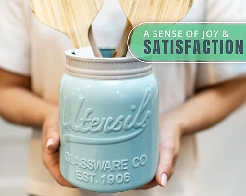 Miniatura 7 de Comfify - tarro organizador decorativo para utensilios de cocina con boca ancha, cerámica resistente a las virutas, apto para lavavajillas