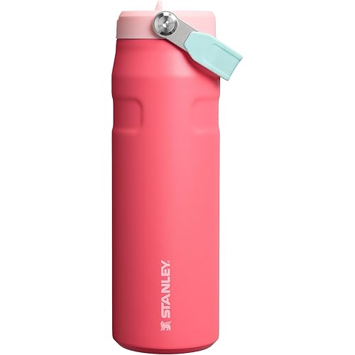 Stanley IceFlow Flip Straw 2.0 Water Bottle 24 oz | Built-In Straw for Travel and Sports | Lightweight and Leak Resistant | Insulated Stainless Steel | BPA-Free | Watermelon