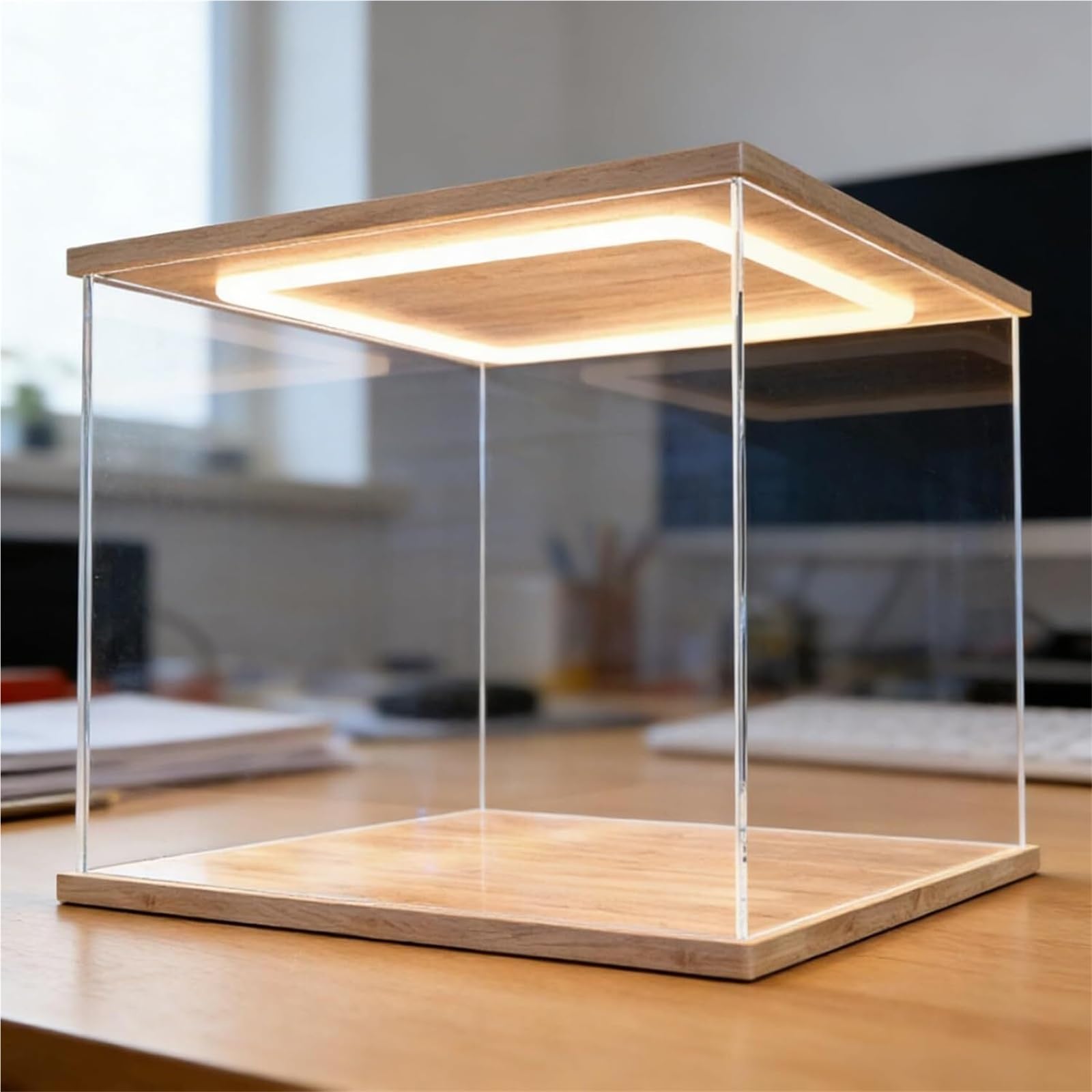 Vitrine en acrylique transparent empilable anti-poussière pour bureau 40cm