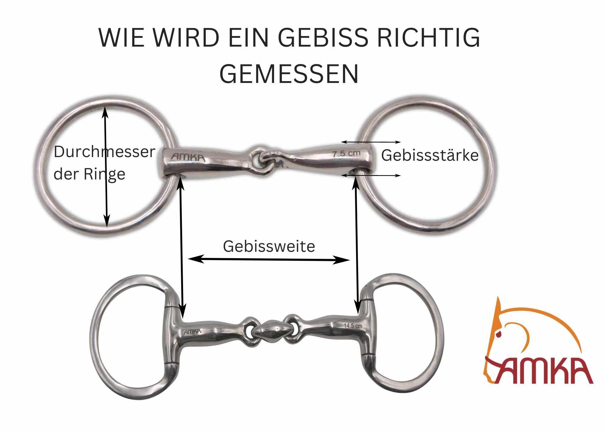 AMKA Knebeltrense Schenkeltrense massiv Edelstahl Stärke 18 mm Ringe 45 mm