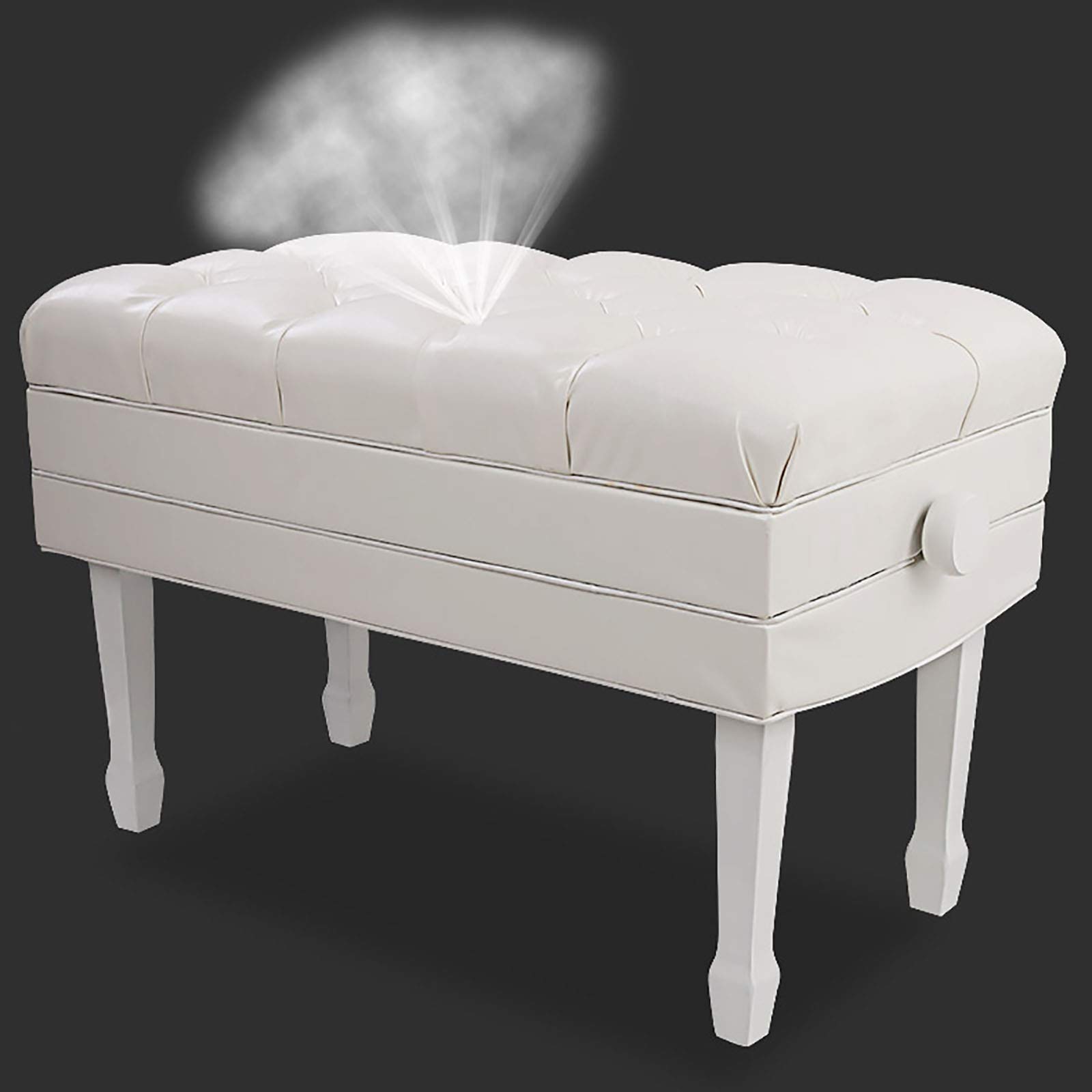 Sgabelli per pianoforte, Panca for pianoforte con portaoggetti regolabile in altezza 55-65 cm in pelle sintetica nera bianca(White)