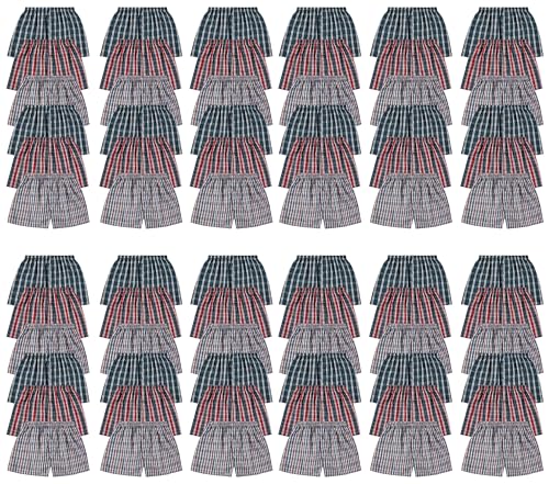 BILLIONHATS Wholesale Men's Tag Free Woven Boxers, Relaxed Fit, Underwear Bulk Men, Donations Shelters Assorted Color Cases