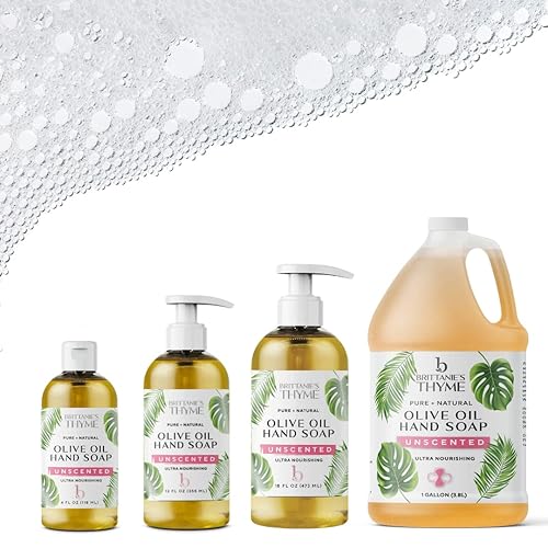 Miniatura 2 de Brittanie's Thyme Jabón de manos orgánico natural, 16 onzas (sin perfume) Jabón de Castilla hidratante hecho de aceite de oliva y aceites esenciales
