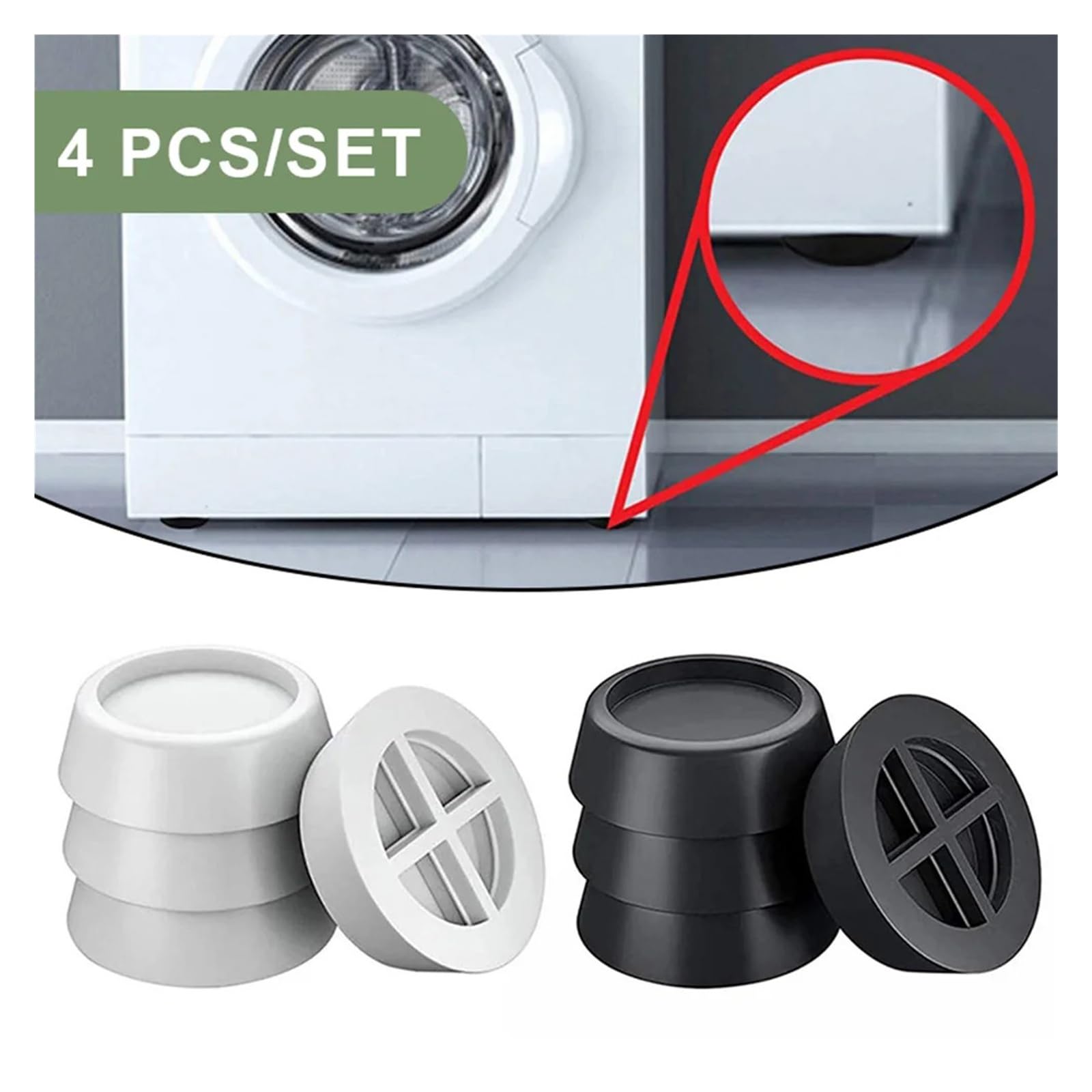 Almohadillas Antivibración De Goma For Lavadora, Soporte Universal For El Hogar, Almohadilla Silenciosa, 4 Uds.(White-4pcs)