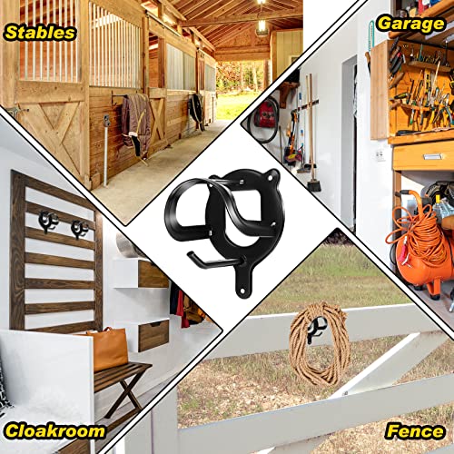 6 Counts Horse Bridle Rack Bridle Bracket Bridle Hooks Horse Tack Storage Halter Hanger Metal Bridle Holder with Tubes and Screw for Barn Supplies, Black