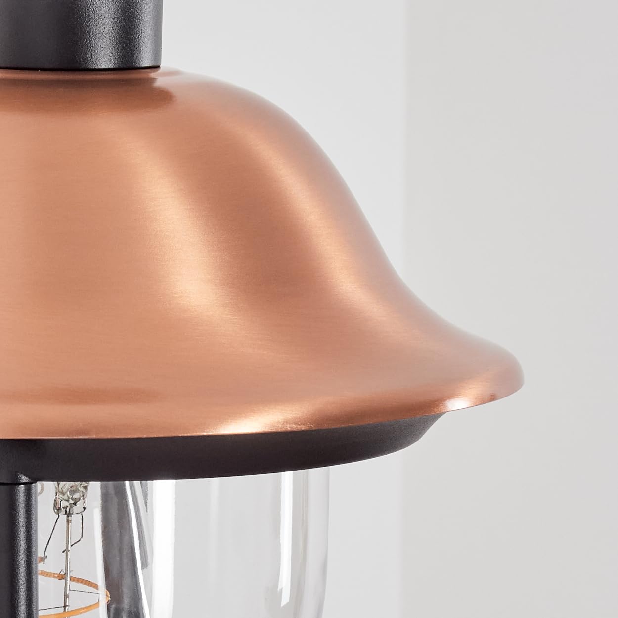 HOFSTEIN Außenwandleuchte Gascon, Außenwandlampe mit Bewegungsmelder aus Metall/Kunststoff in Schwarz/Kupfer/Klar, Wandleuchte außen im Vintage/Antik/Landhaus-Design, Garten, Hof, Haustür, E27, IP44
