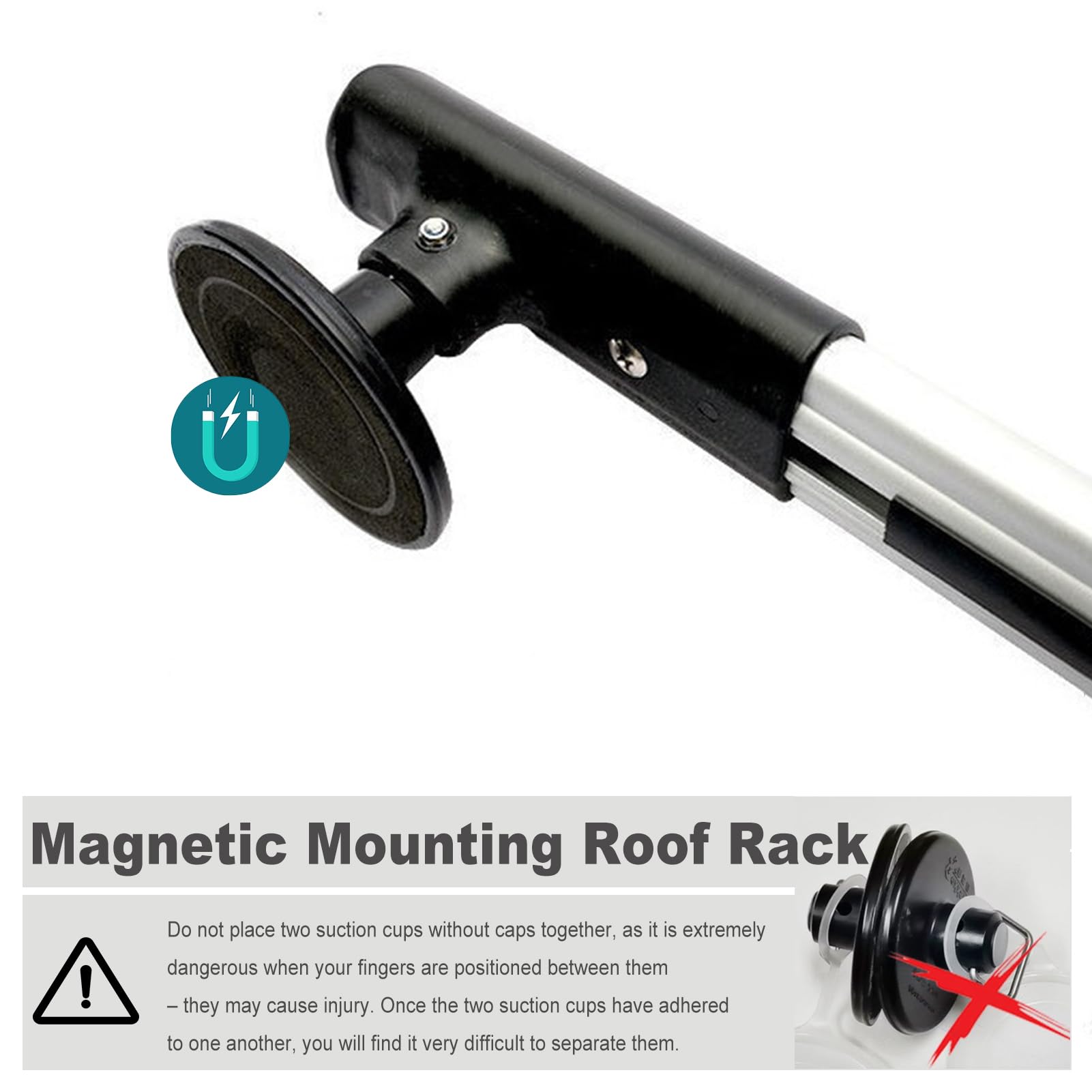 Baca de Coche Magnetismo, Barras de Techo Universales de Aluminio, Longitud Ajustable Vehículos de Bacas portaequipajes para Kayak, Tabla de Surf, Canoa, Snowboard, Paddle Board (2, 100-115cm)