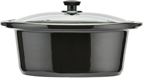 Miniatura 5 de Olla de cocción lenta ovalada de 6 cuartos de galón, acabado de acero inoxidable, tapa de vidrio, temperatura ajustable, perfecta para familias y