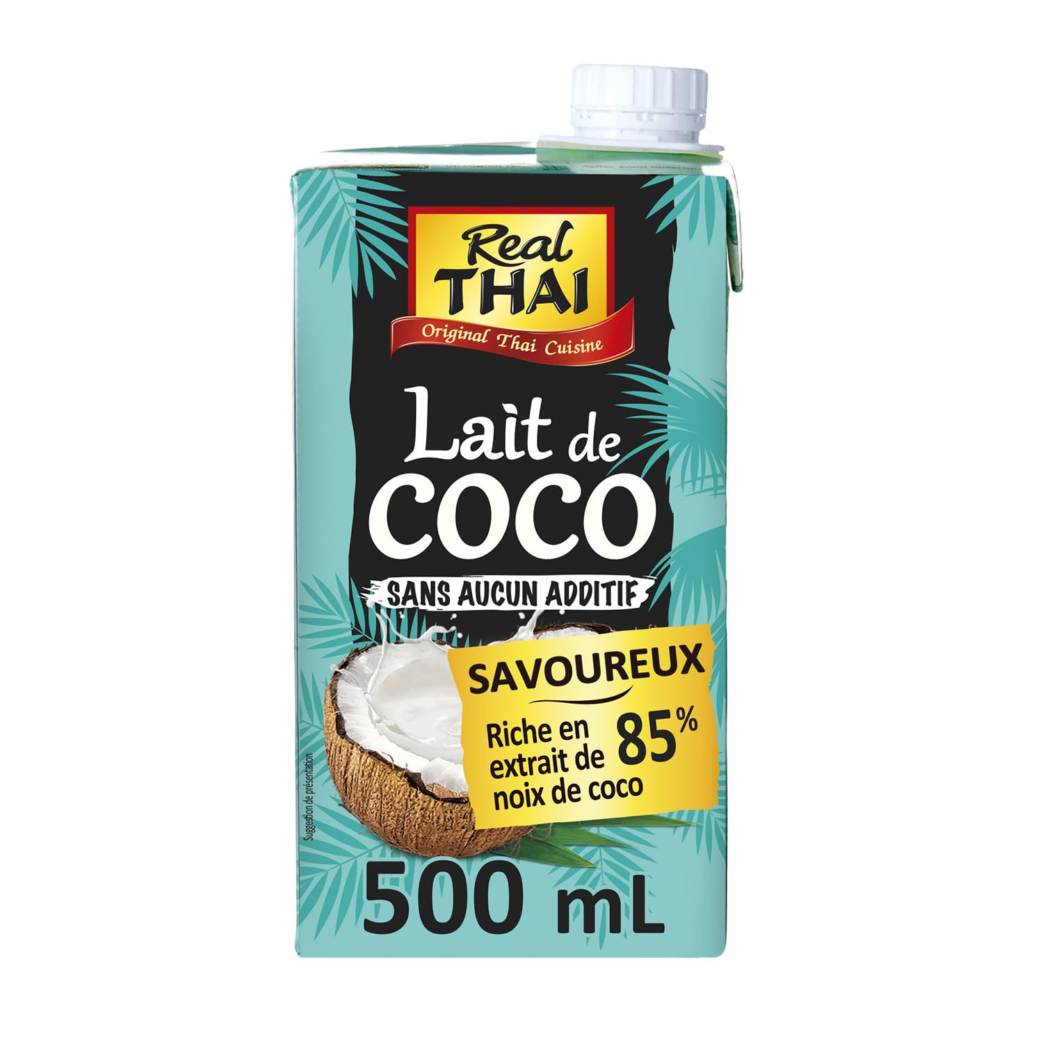 REAL THAI – Lait de Coco Naturel 85% Sans Additifs, Texture Crémeuse et Pure (Brique 500mL) - Le Lot De 3