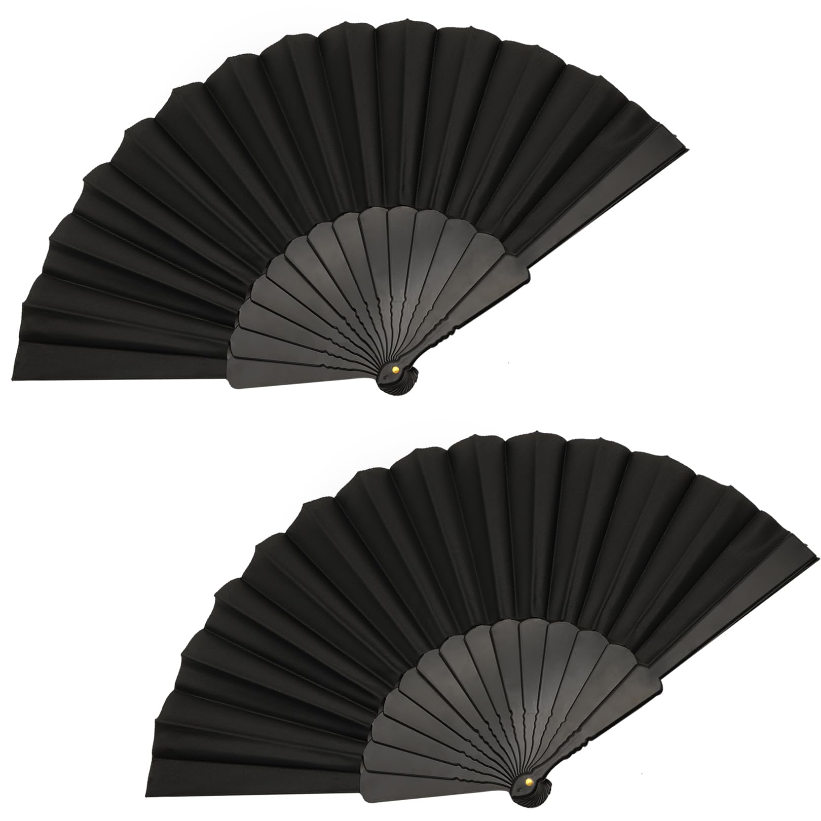 2 Pcs Hand Fan Folding,Handheld Folding Fan,Black Fabric Hand Fan Chinese Handheld Fans Spanish Bamboo Fan Hand Held Fabric Fans for Dancing Wedding Party Home Decorations Cosplay Props Birthday Gifts