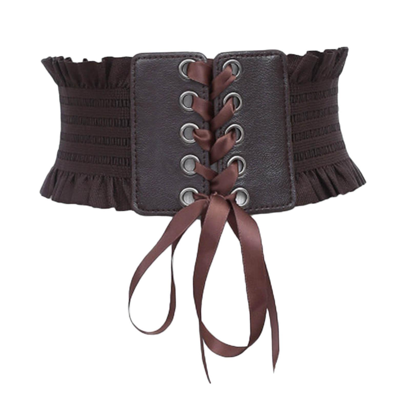 ZOOMELLA Women Charm Waistband Wide Underbust Cosplay Strechy Bow Tie High Waist Dark Brown Clothing, Shoes & Accessories | Womens Accessories | Belts-image-3