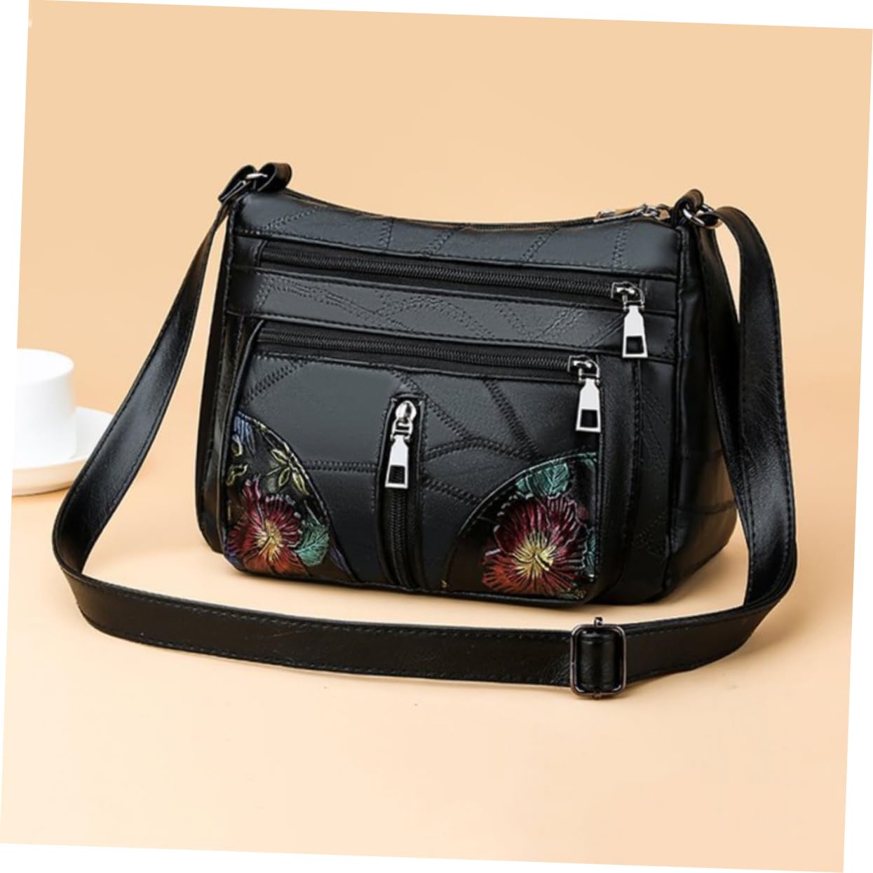 CALLARON Skórzana Torba Na Zewnątrz Damska Torba Na Ramię Modna Torba Typu Crossbody Dla Dziewcząt Kieszenie Na Zamek Błyskawiczny Mini Torby Dla Dziewcząt Czarna