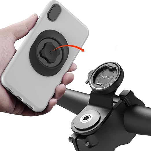 sincetop Bike Phone Mount,Mountain Bicycle Stem Phone Holder,Aluminum Handlebar Cell Phone Clamp,Gravel/MTB/Road E-Bike Cycling Cell Phone Clip,Quick Release Attach/Detach-Black【Series C-1st Gen】