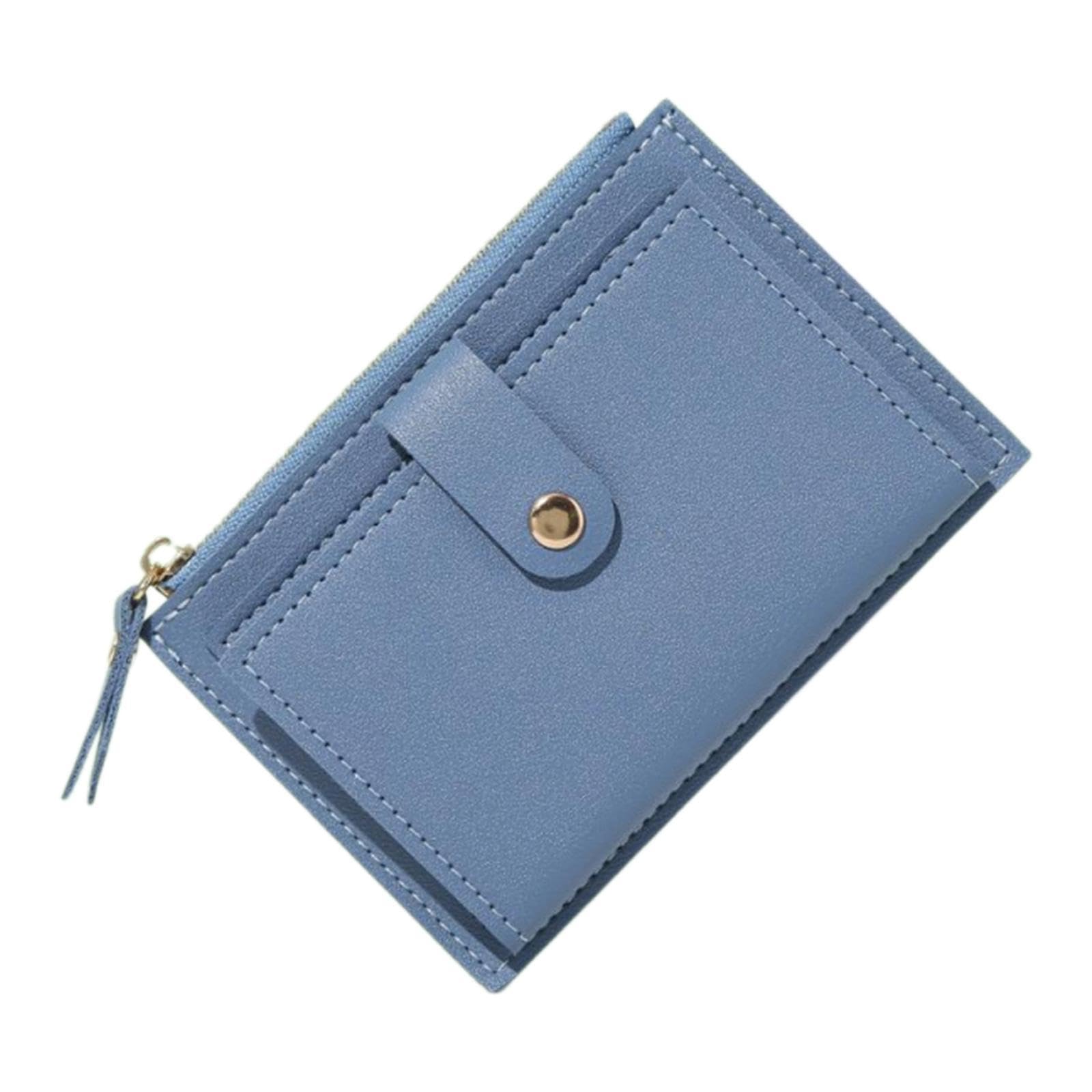 small wallet multifunctional thin short wallet for dating shopping commuting blue