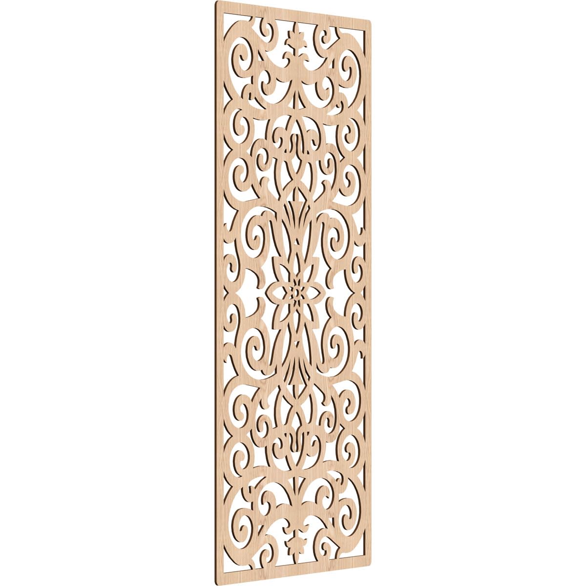 Buel Decorative Pierced Fretwork Wood Wall Panels, 29 3/8"W x 74 3/8"H x 3/8"T, Red Oak