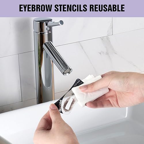 Miniatura 5 de iMethod Kit de sellos para cejas  Sello de cejas con 27 plantillas de cejas, kits de plantillas de cejas para ojos, cejas naturales, fácil de usar,