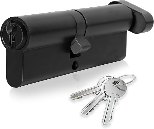 Cylindre Européen Bwintech Laiton 45T/50 Mm – Noir, Avec Bouton Et 3 Clés, Anti-crochetage
